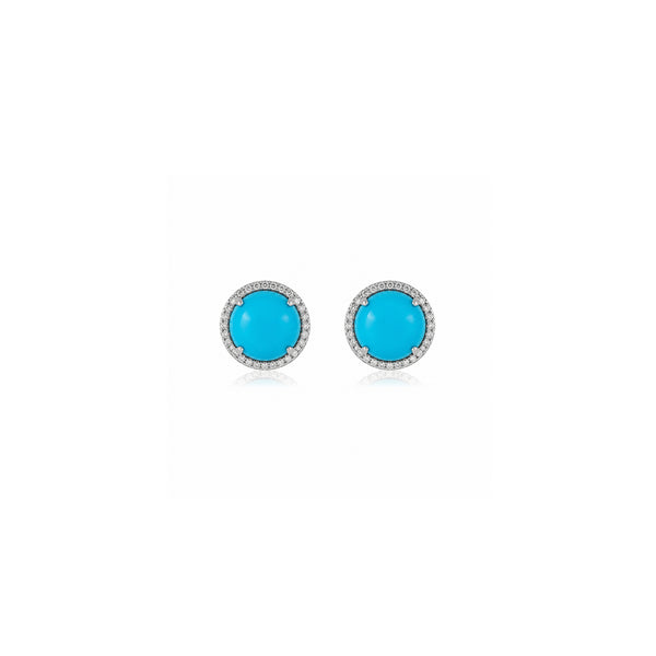Turquoise Studs with Diamond Halo