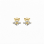 Load image into Gallery viewer, Gold Rhombus &amp; Diamond Halo Piercing/Earrings
