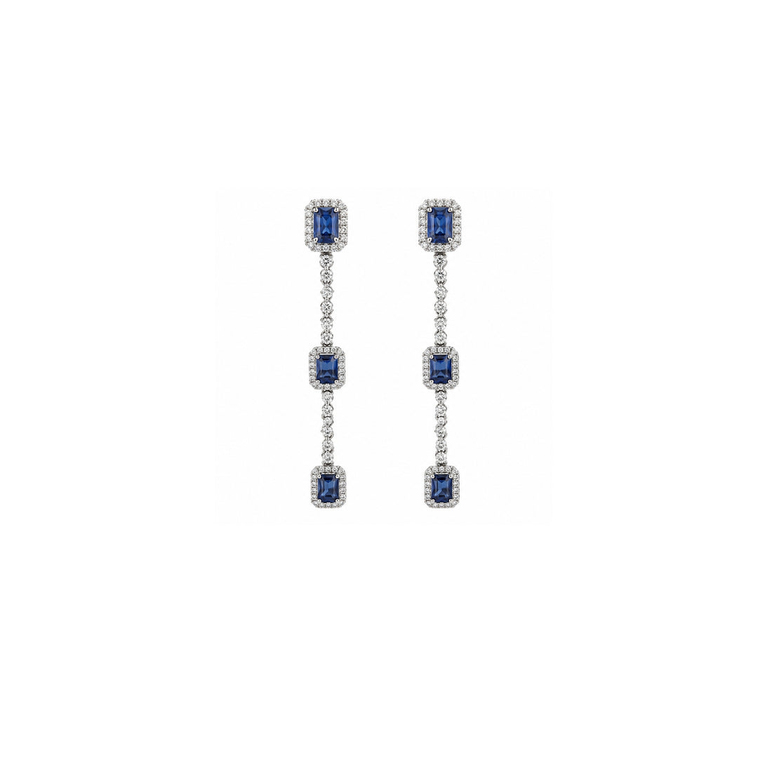 Long Sapphire & Diamond Earrings