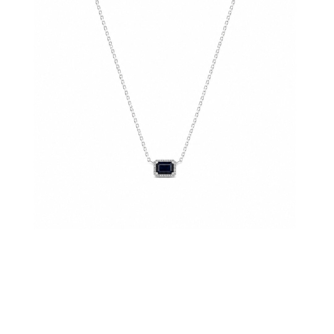 Sapphire Diamond Halo Necklace