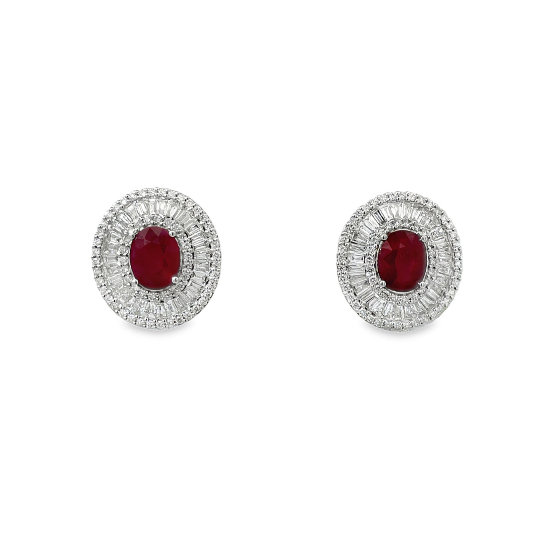 Ruby & Diamond Cluster Earrings