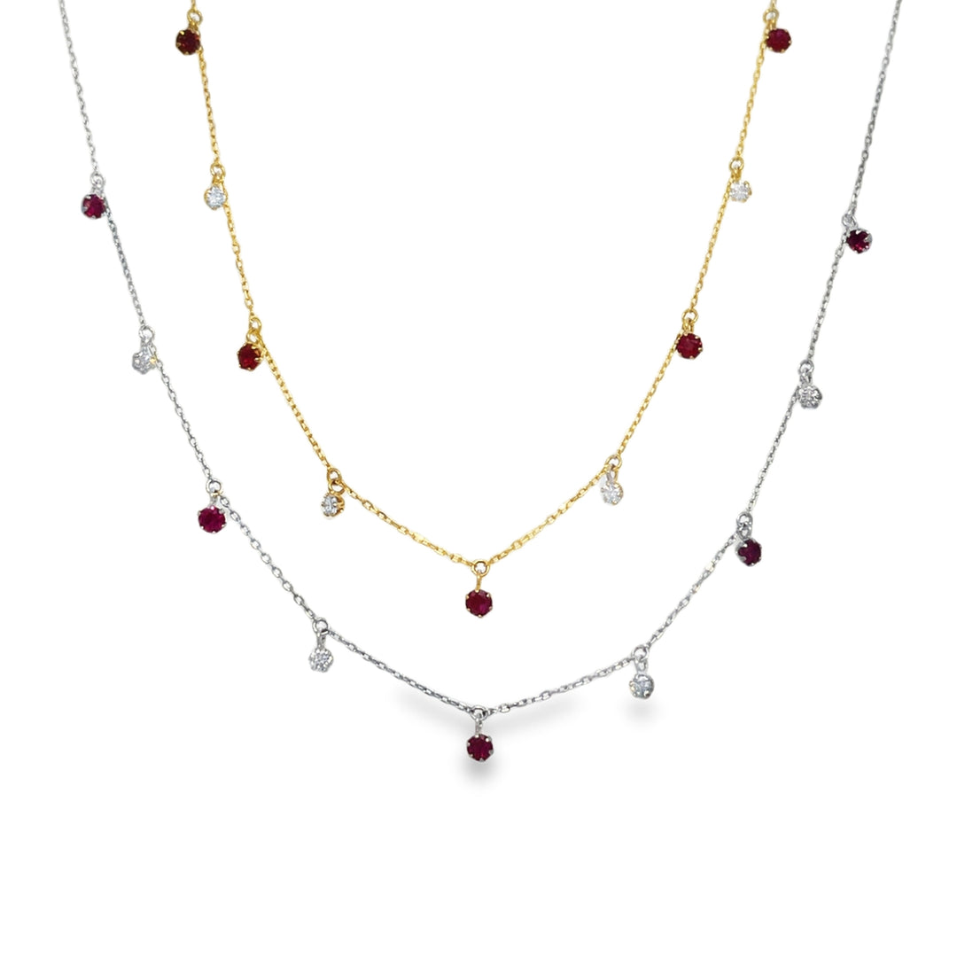 Gem and Diamonds Dangling Necklace