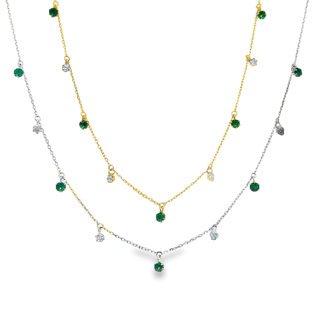 Gem and Diamonds Dangling Necklace