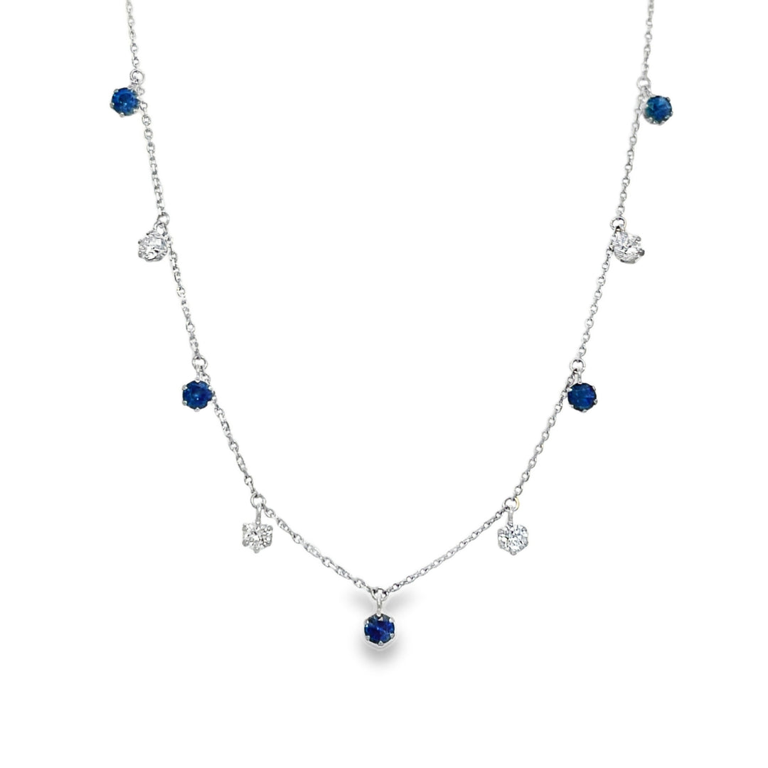 Sapphire & Diamond Dangling Necklace
