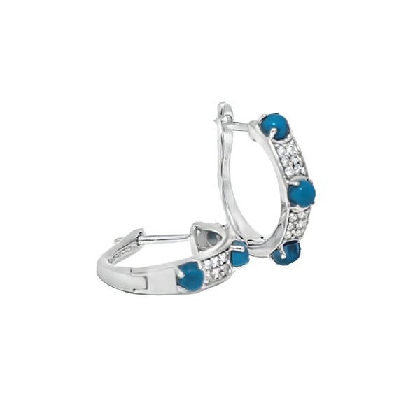 Turquoise & Diamond Hoops