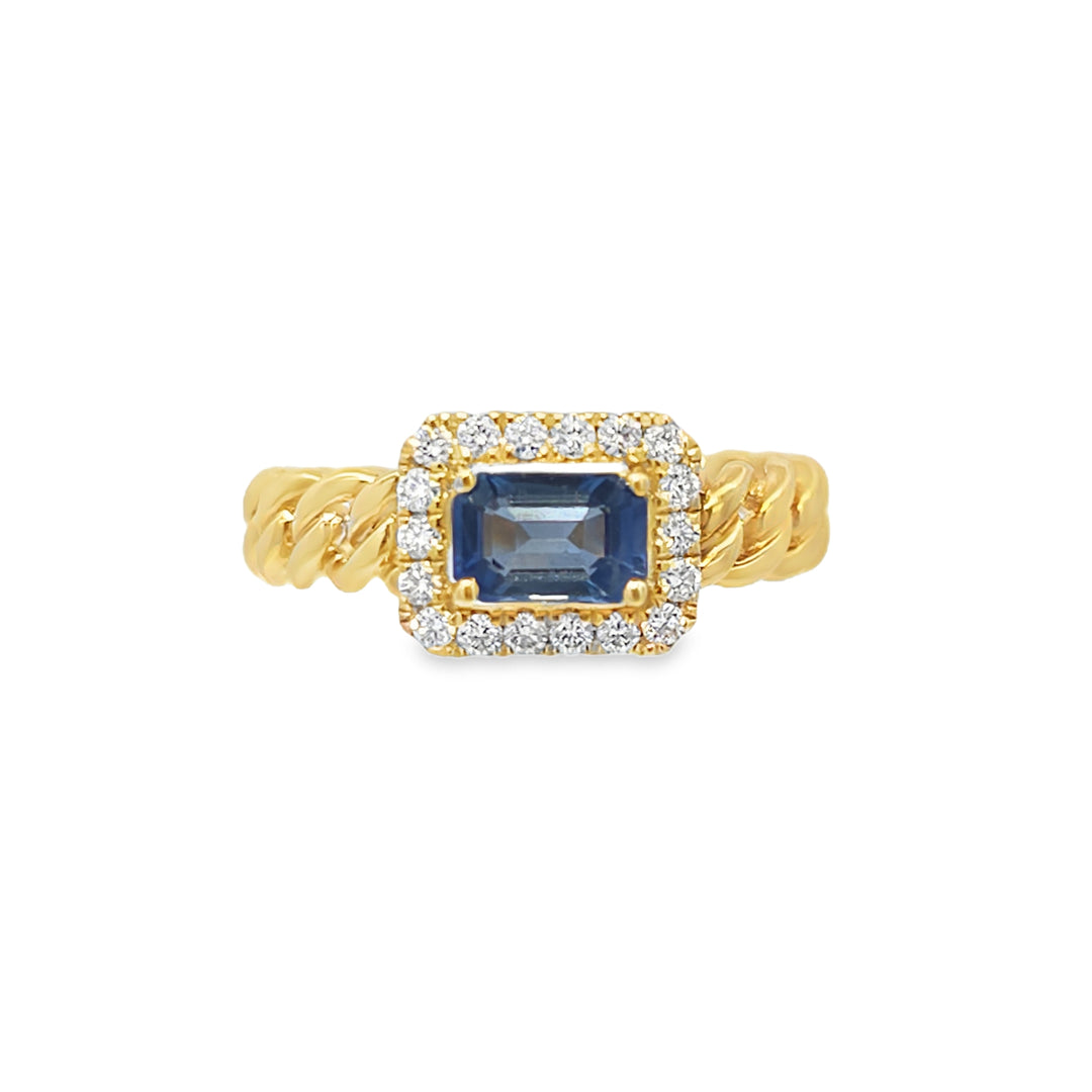 Sapphire Cuban Chain Ring