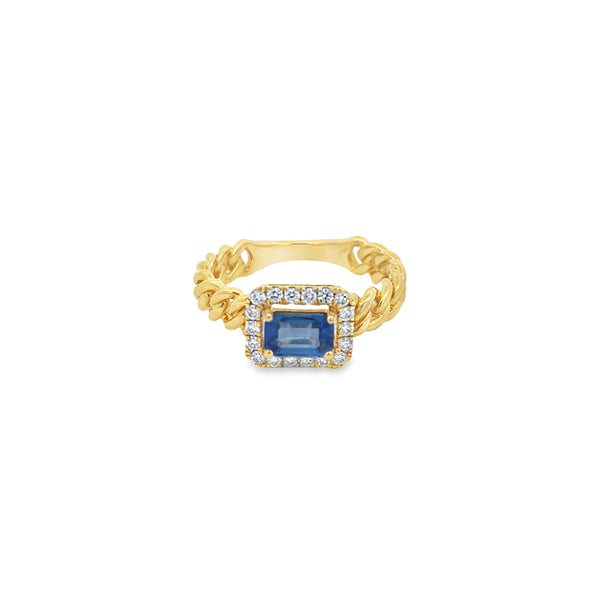 Sapphire Cuban Chain Ring