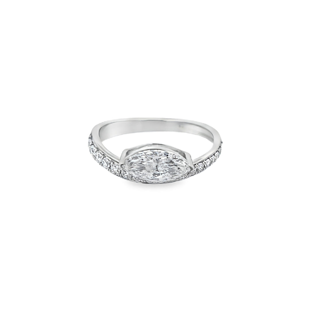 Lab Diamond Marquise Pavé Pinky Ring