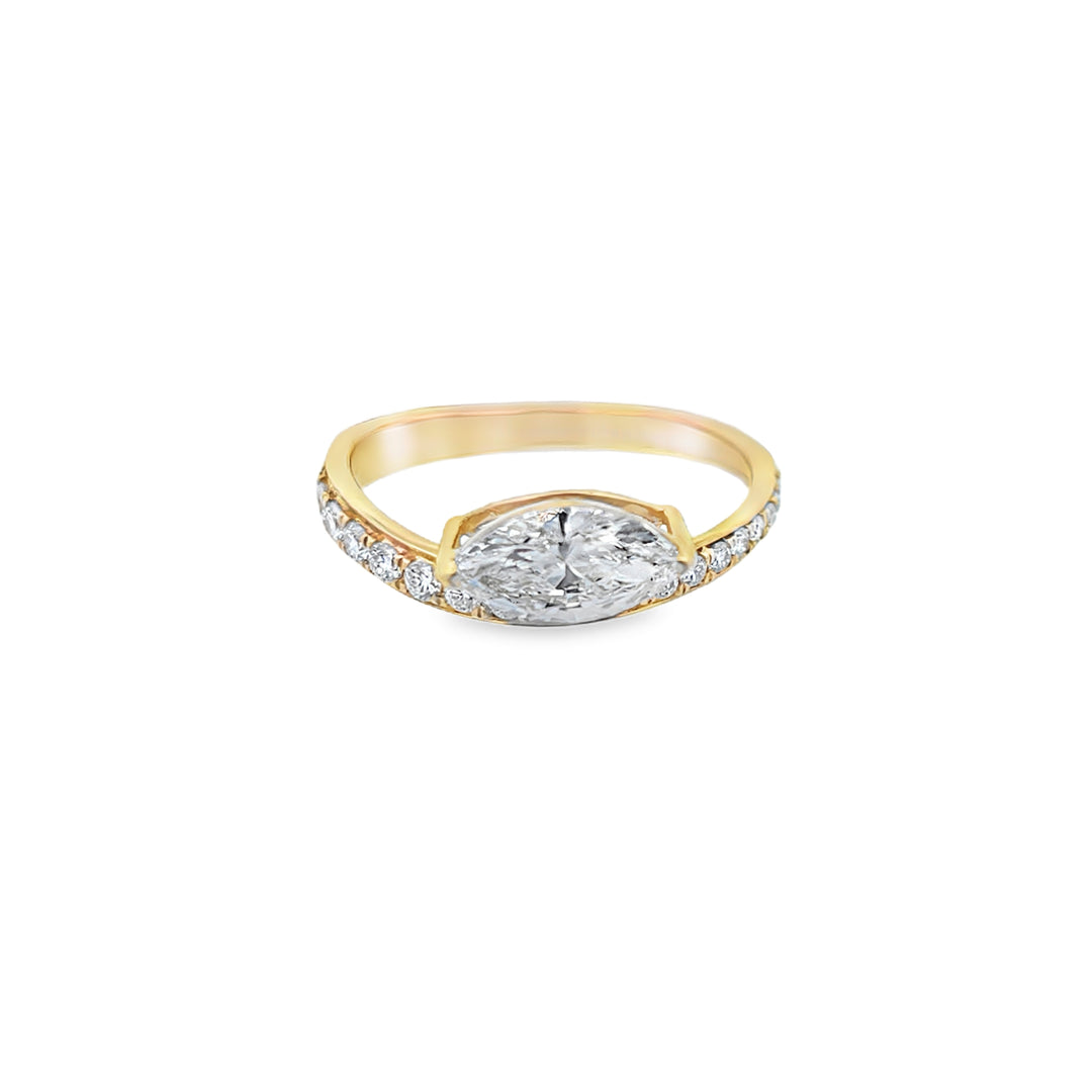 Lab Diamond Marquise Pavé Pinky Ring
