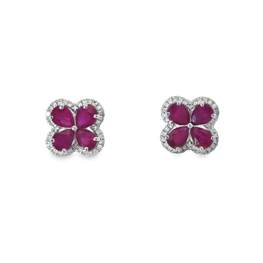 Ruby Flower Studs
