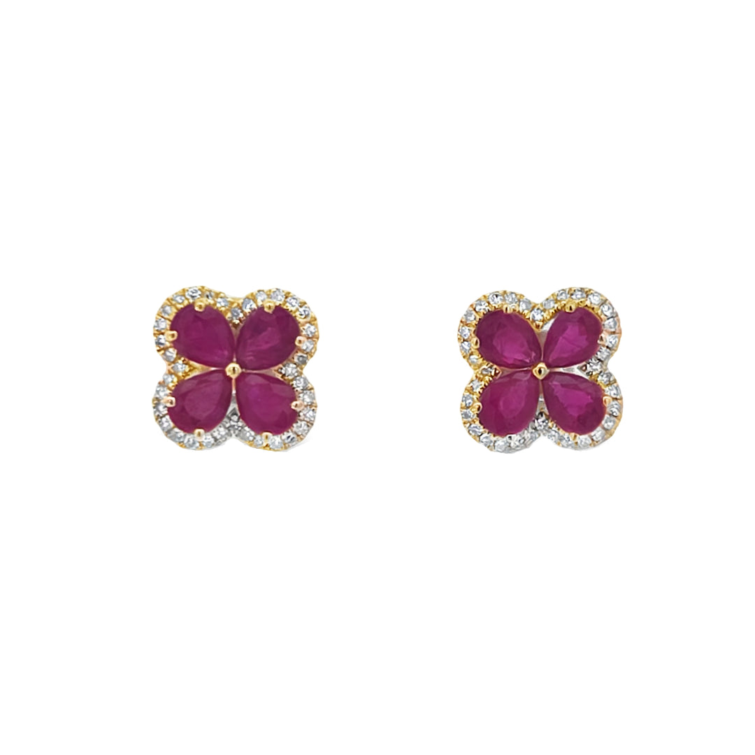 Ruby Flower Studs