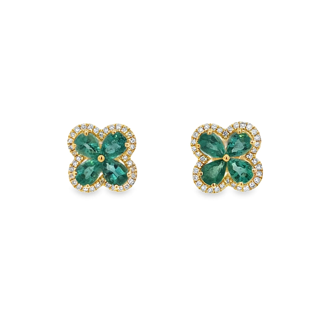 Emerald Flower Studs