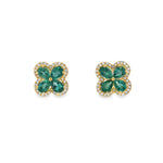 Load image into Gallery viewer, Emerald Flower Studs
