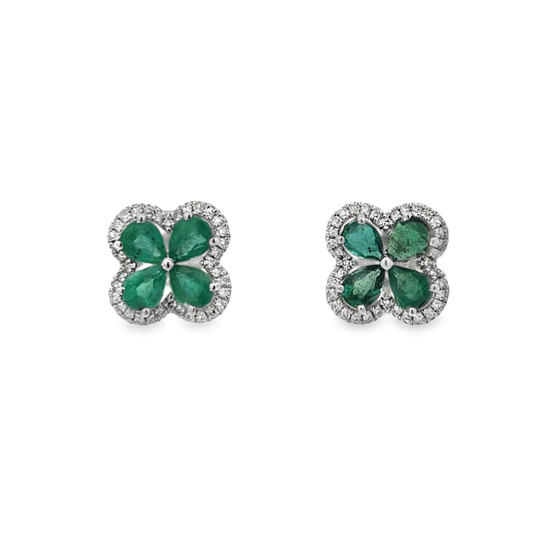 Emerald Flower Studs