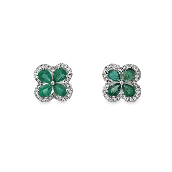 Emerald Flower Studs