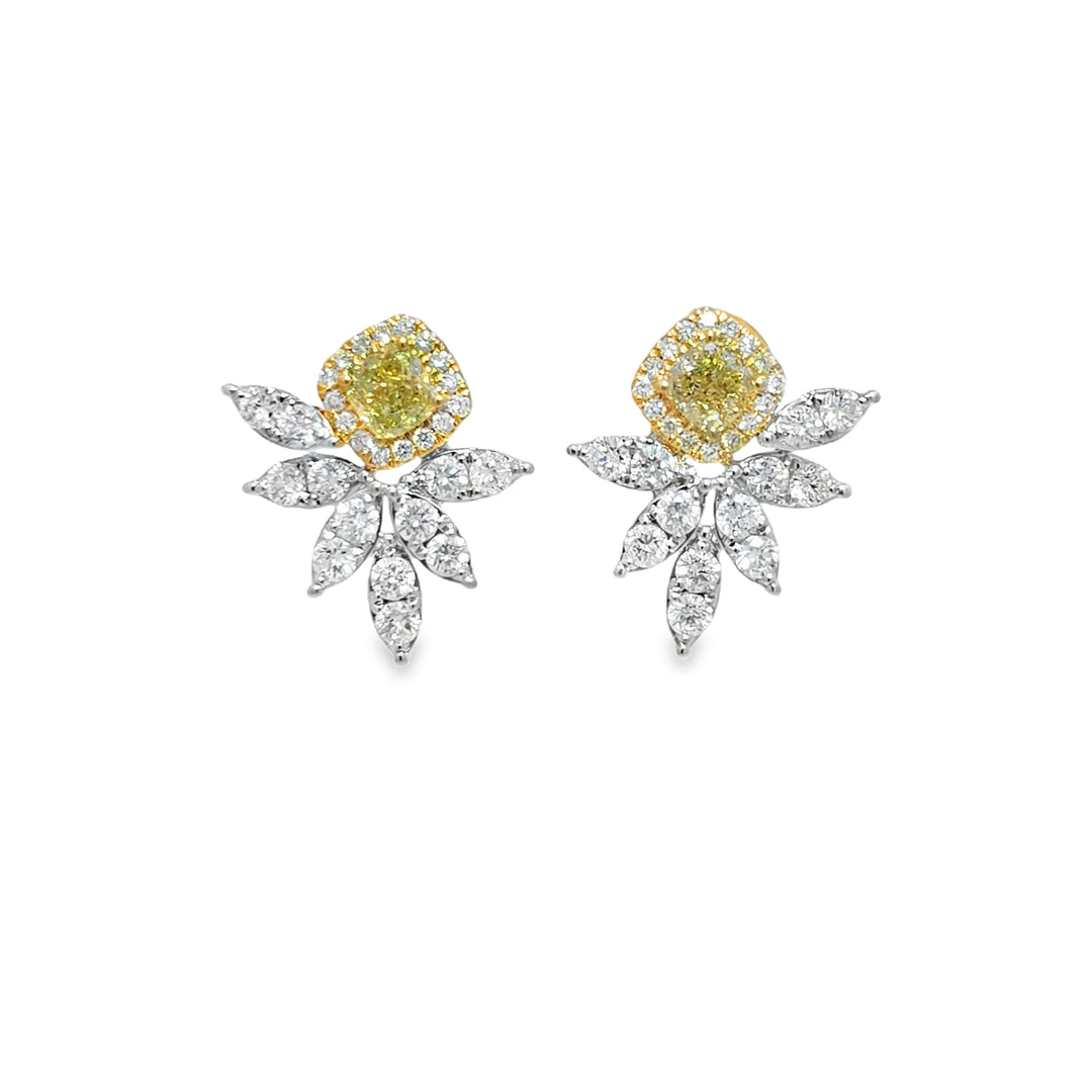 Yellow Diamond Cluster Earrings