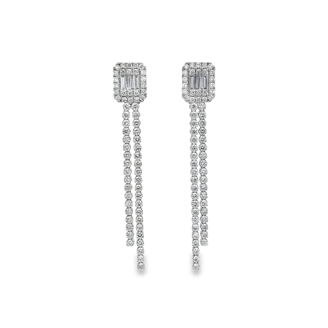 Round & Baguette String Earrings