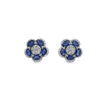 Load image into Gallery viewer, Sapphire &amp; Diamond Flower Studs
