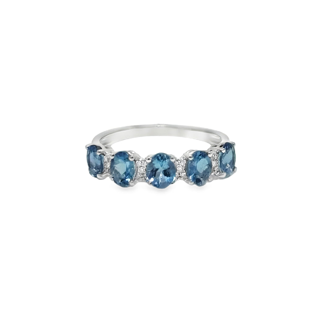Aquamarine & Diamond Half Eternity Ring