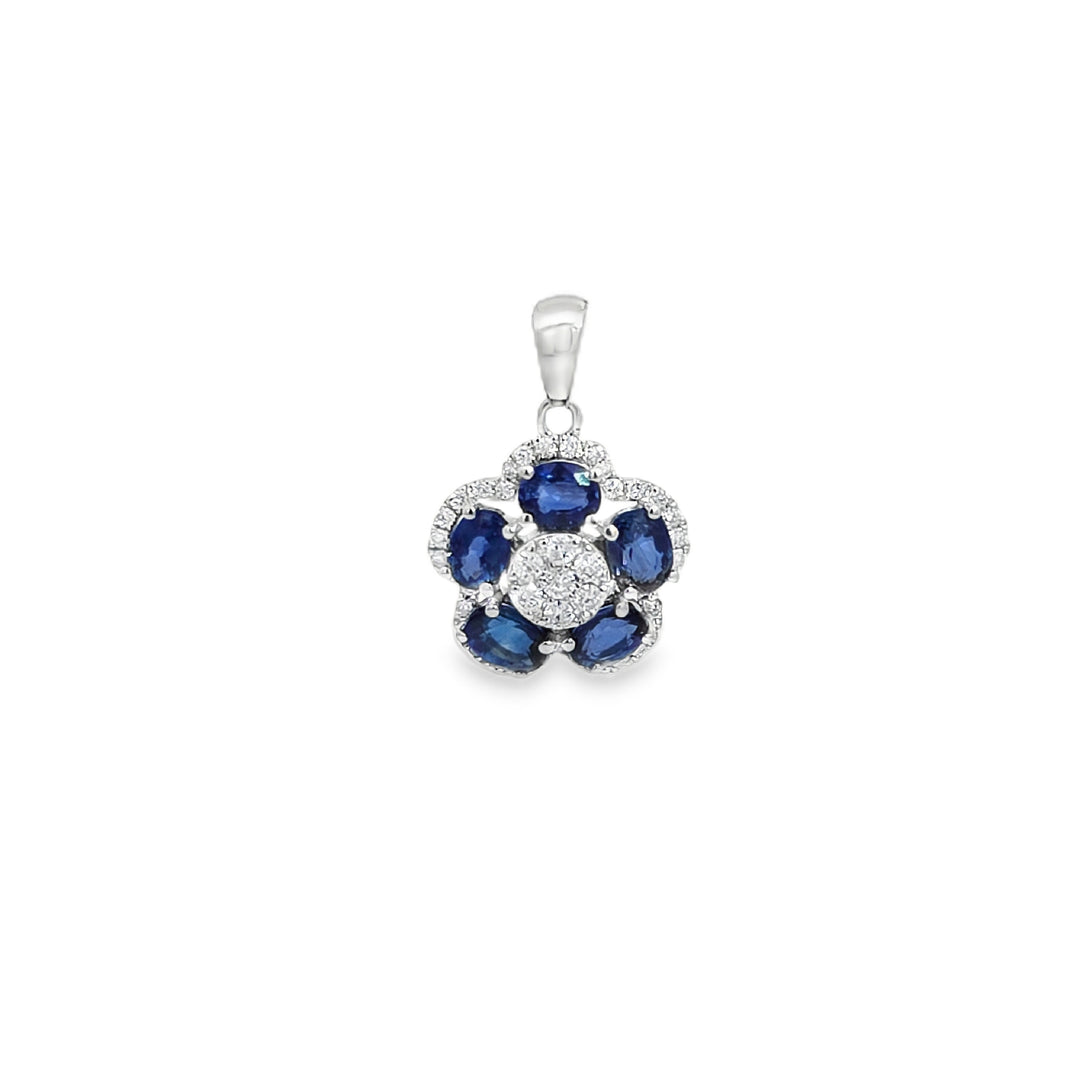 Sapphire & Diamond Flower Pendant