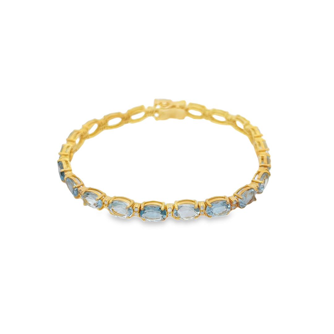 Oval Aquamarine & Diamond Bracelet