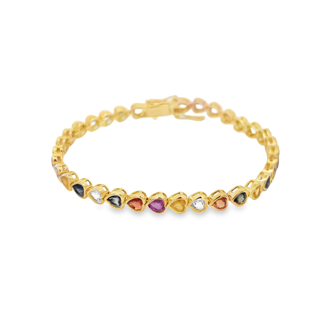 Multicolor Sapphire Hearts Bracelet