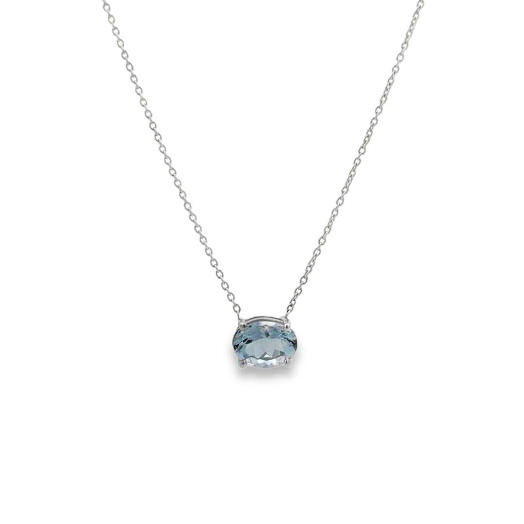 Oval Aquamarine Solitaire Necklace