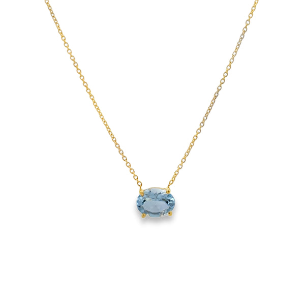Oval Aquamarine Solitaire Necklace