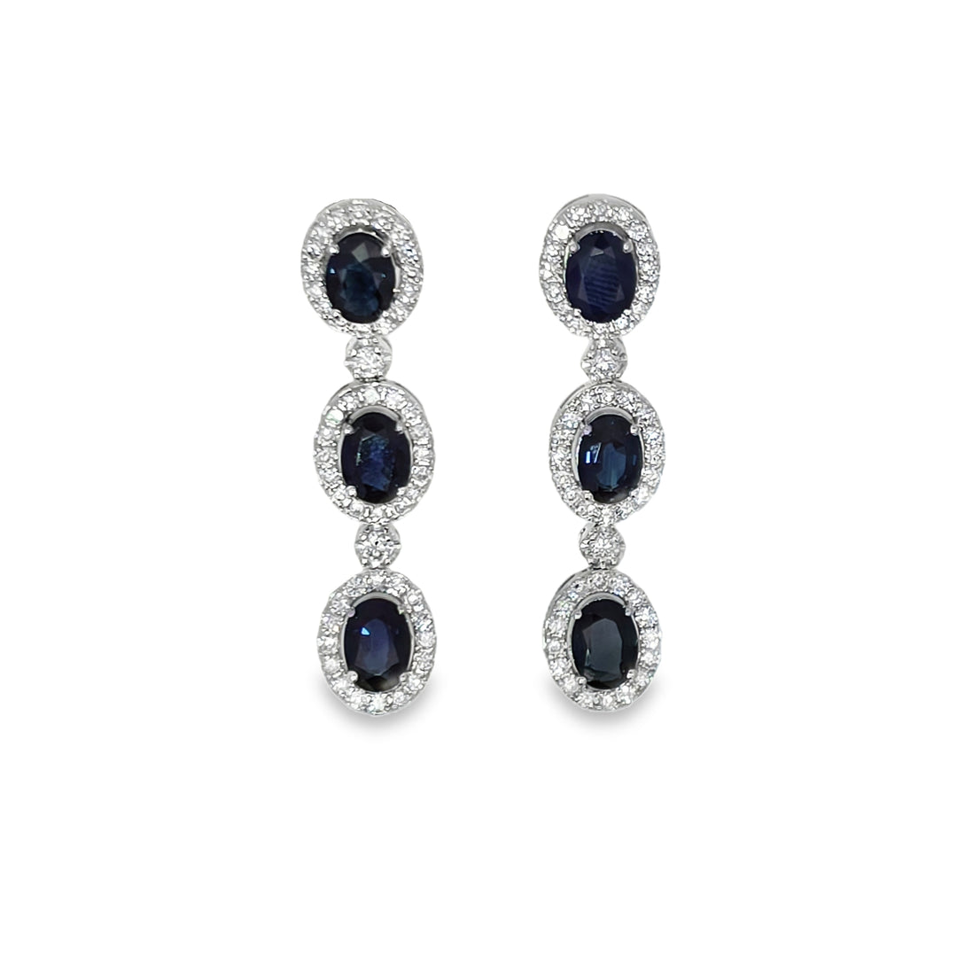 Sapphire Long Oval Earrings