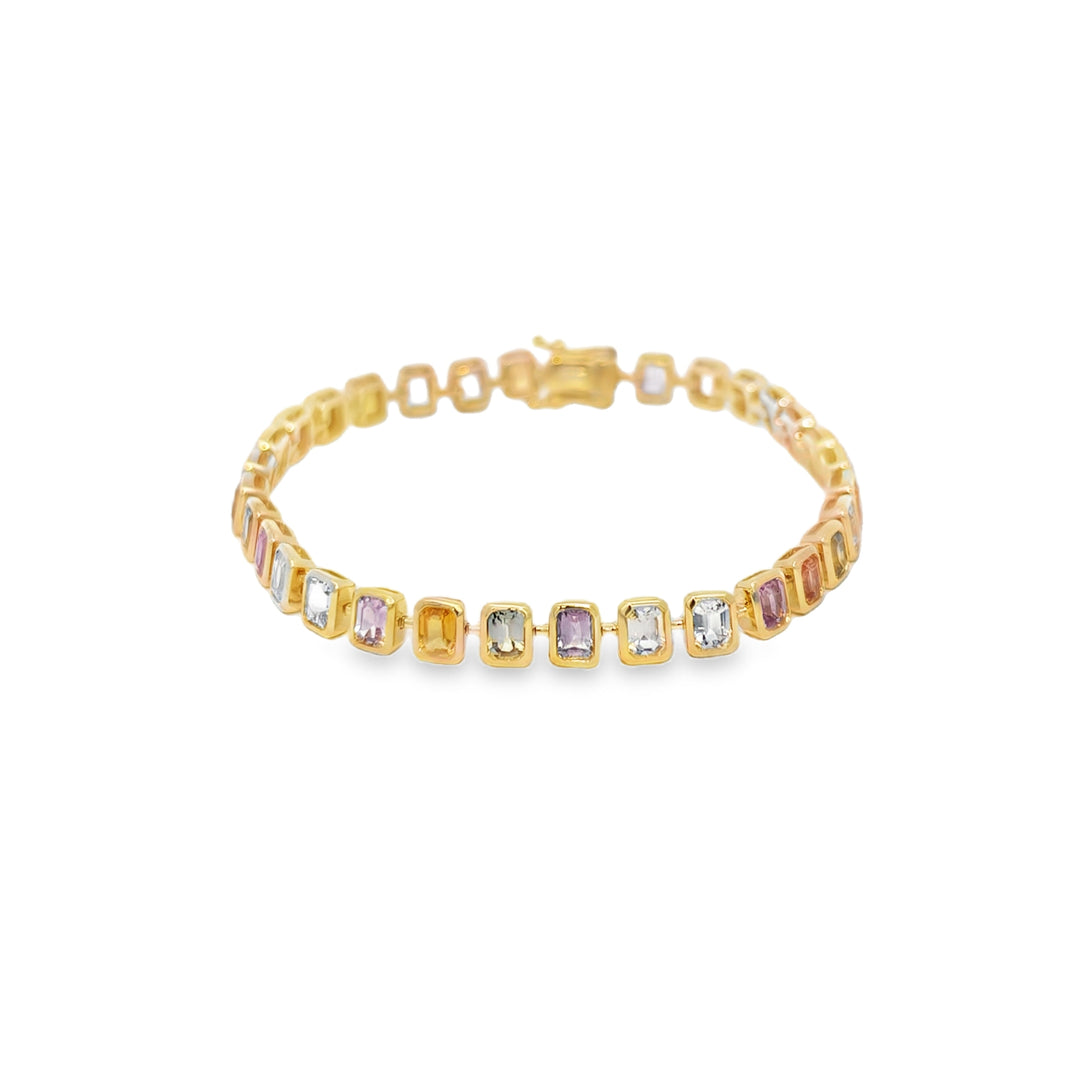 Multicolor Sapphire Bezel Tennis Bracelet