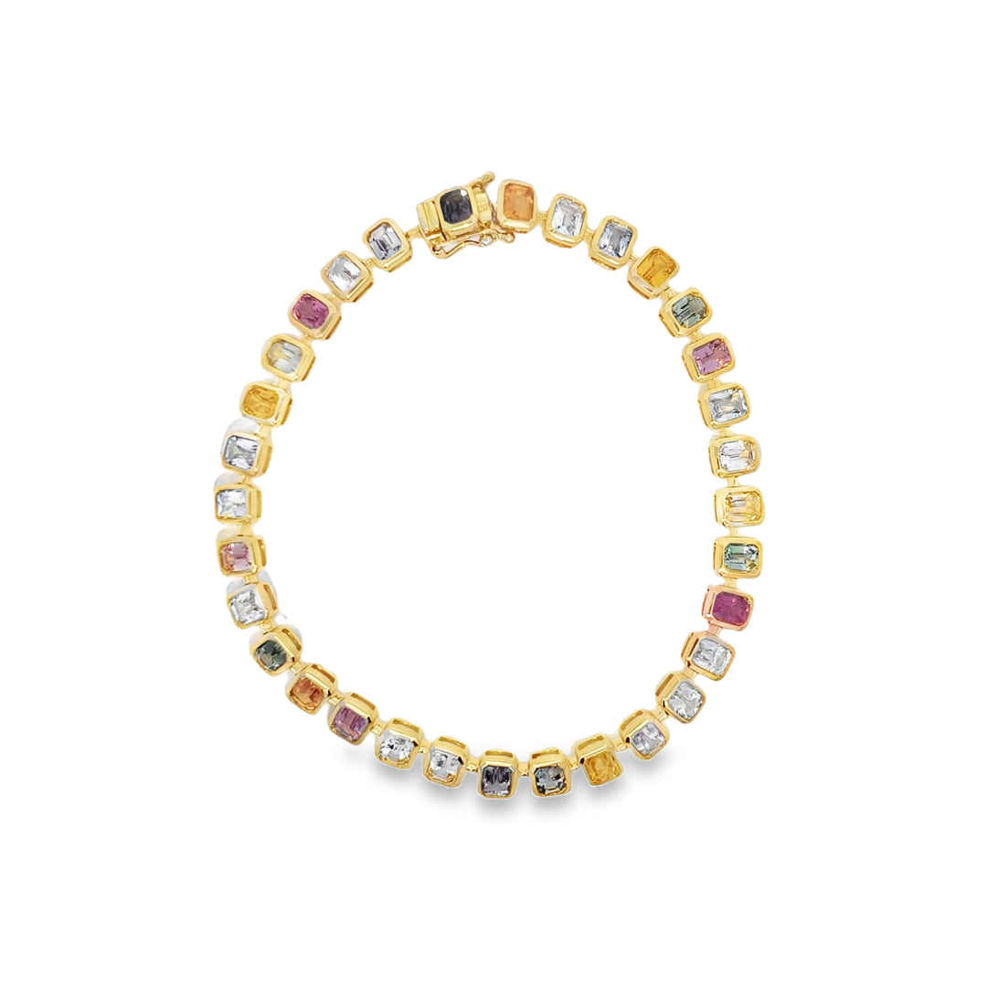 Multicolor Sapphire Bezel Tennis Bracelet