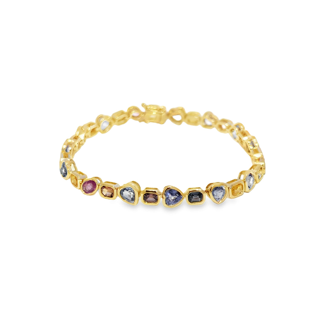 Multicolor Sapphire Mixed-Shaped Tennis Bracelet