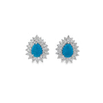 Load image into Gallery viewer, Turquoise Drop Studs with Double Diamond Halo
