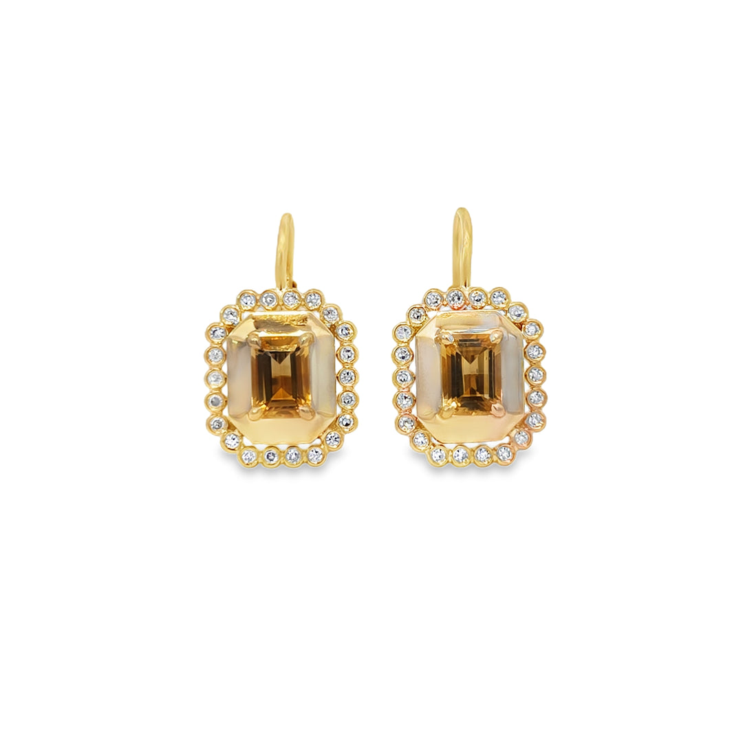 Gem & Diamond Drop Earrings