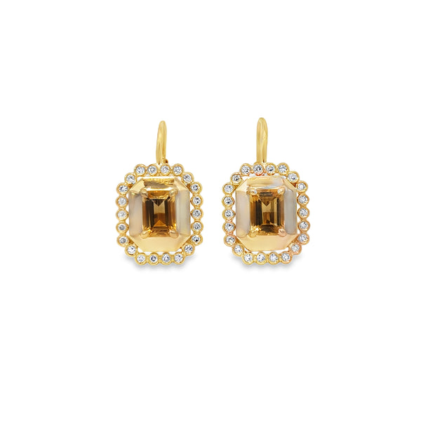 Gem & Diamond Drop Earrings