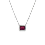 Load image into Gallery viewer, Ruby Necklace with Diamond Halo
