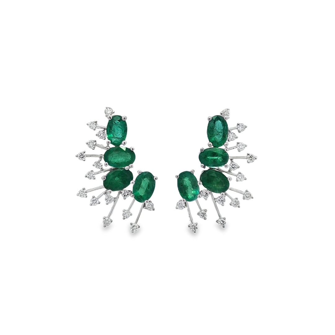 Emerald & Diamond Climber Earrings