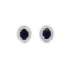 Load image into Gallery viewer, Sapphire Oval Studs with Double Diamond Halo
