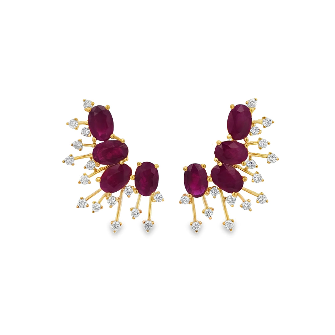 Ruby & Diamond Climber Earrings