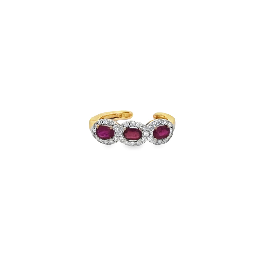 Triple Ruby and Diamond Earcuff