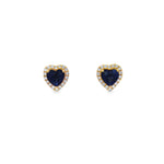 Load image into Gallery viewer, Sapphire Heart Studs with Diamond Halo

