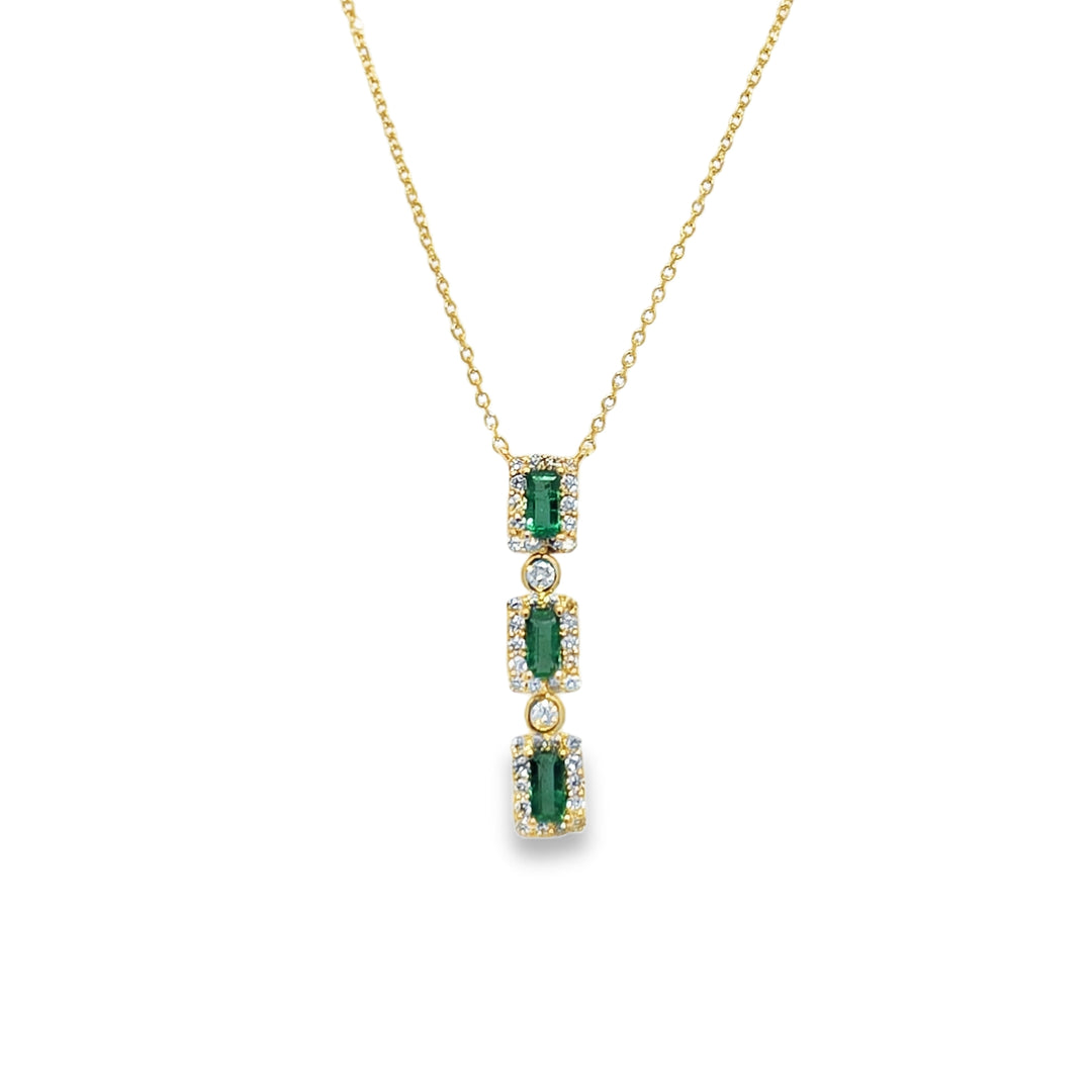 Emerald & Diamond Elongated Necklace