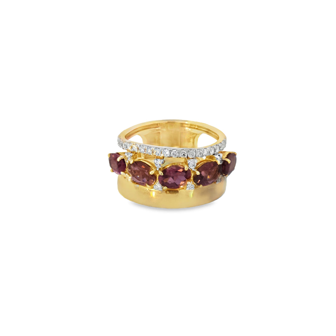 Tourmaline & Diamond Wavy Ring