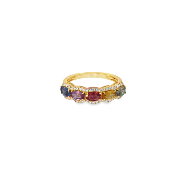 Multicolor Sapphire Half Eternity Ring
