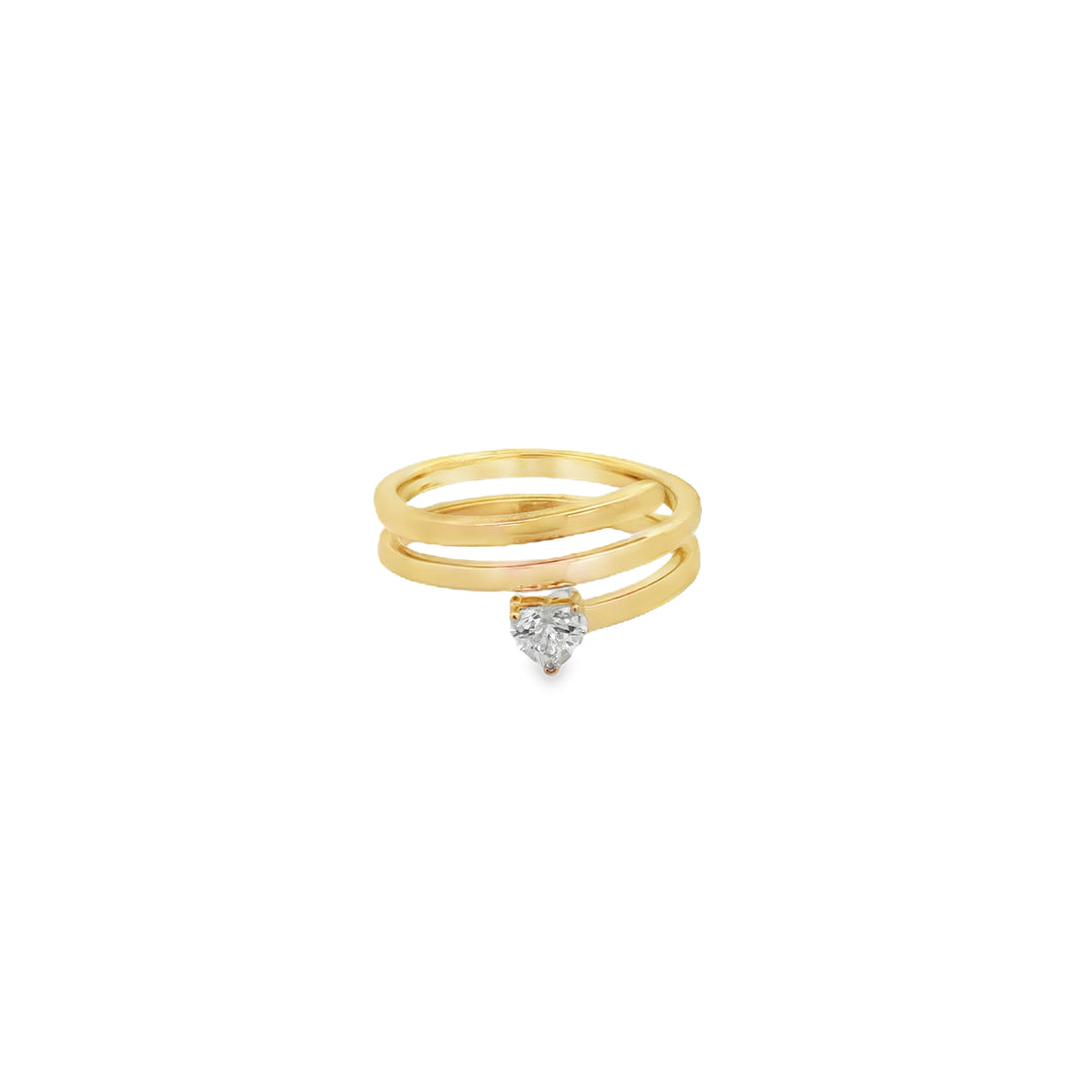 Spiral Ring with Heart Shaped Diamond