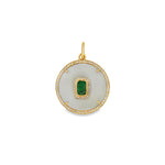Load image into Gallery viewer, Mother of Pearl, Emerald and Diamonds Circle Pendant
