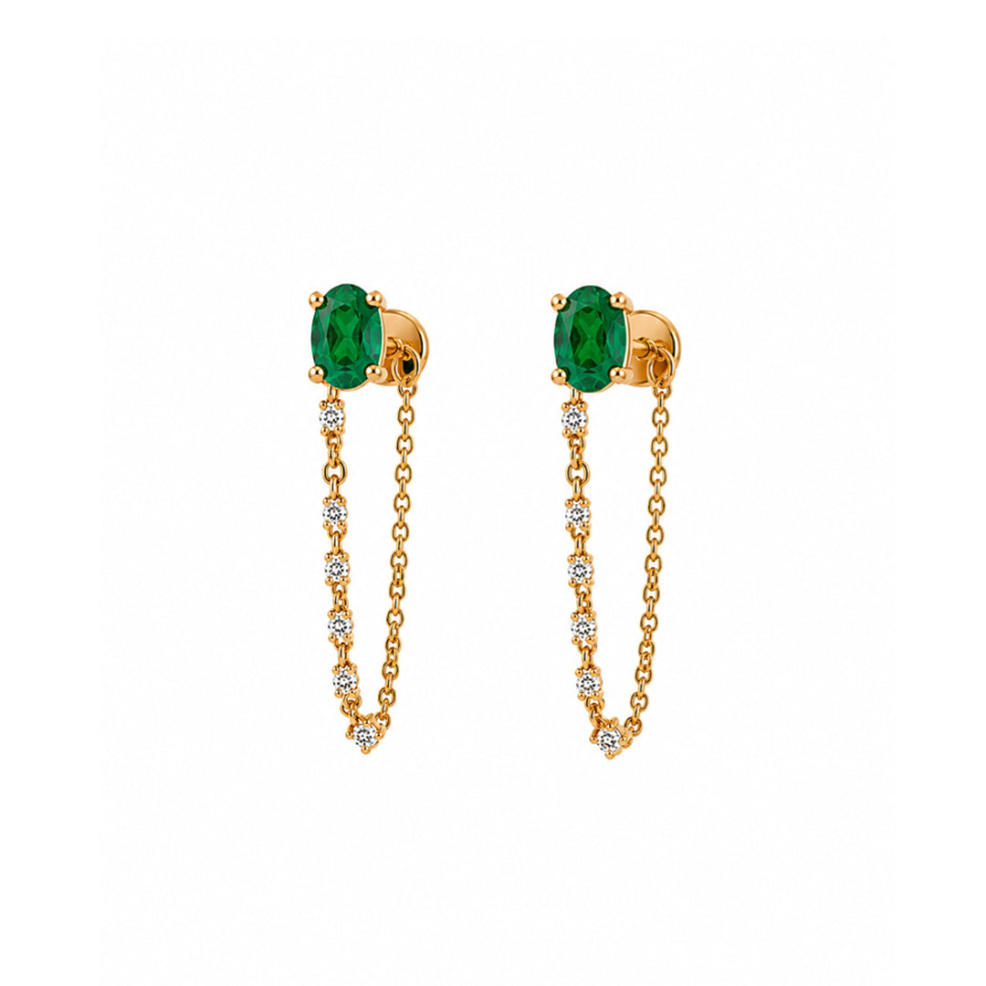 Emerald Earrings & Diamond Chain