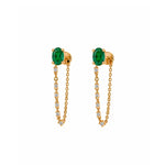 Load image into Gallery viewer, Emerald Earrings &amp; Diamond Chain
