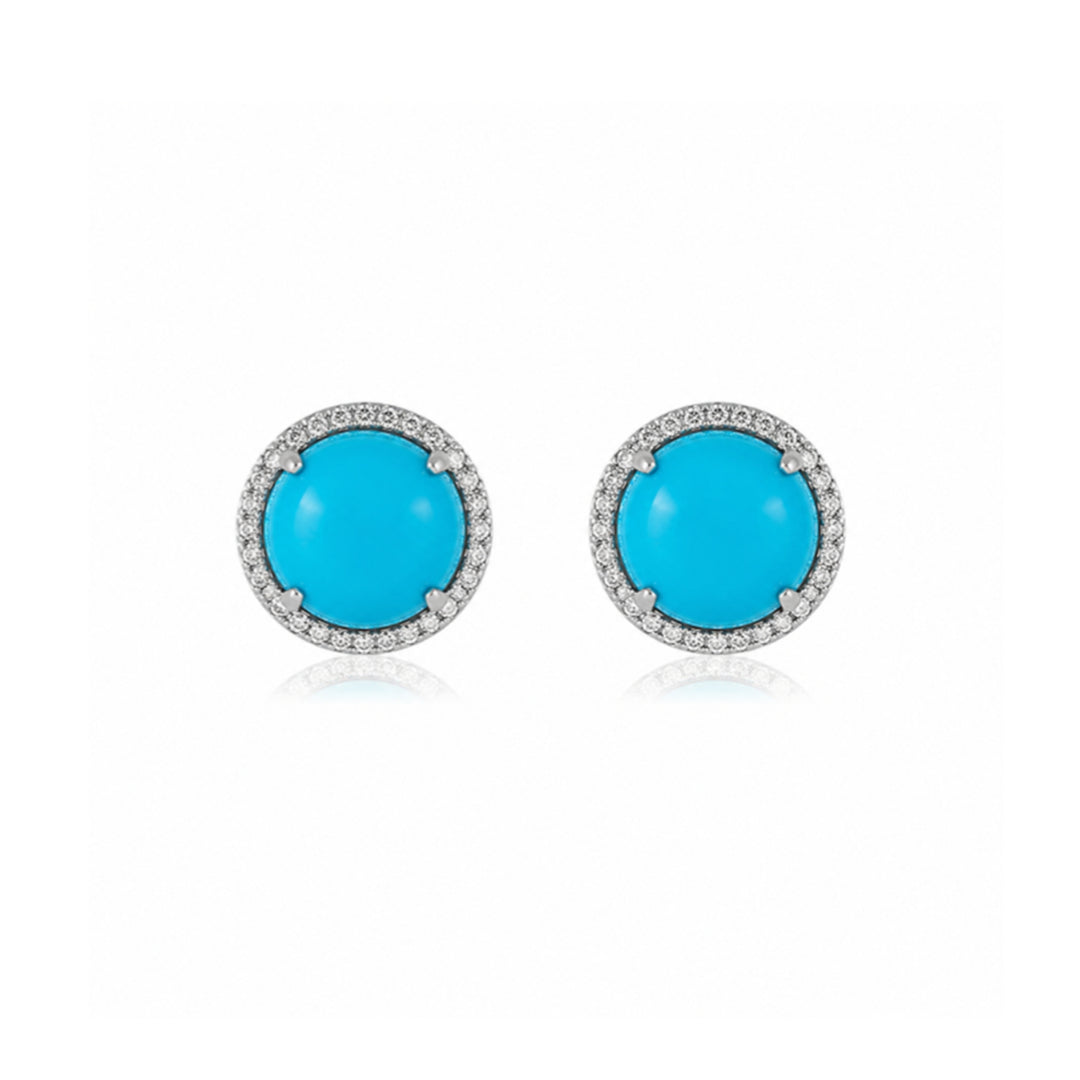 Turquoise Studs with Diamond Halo