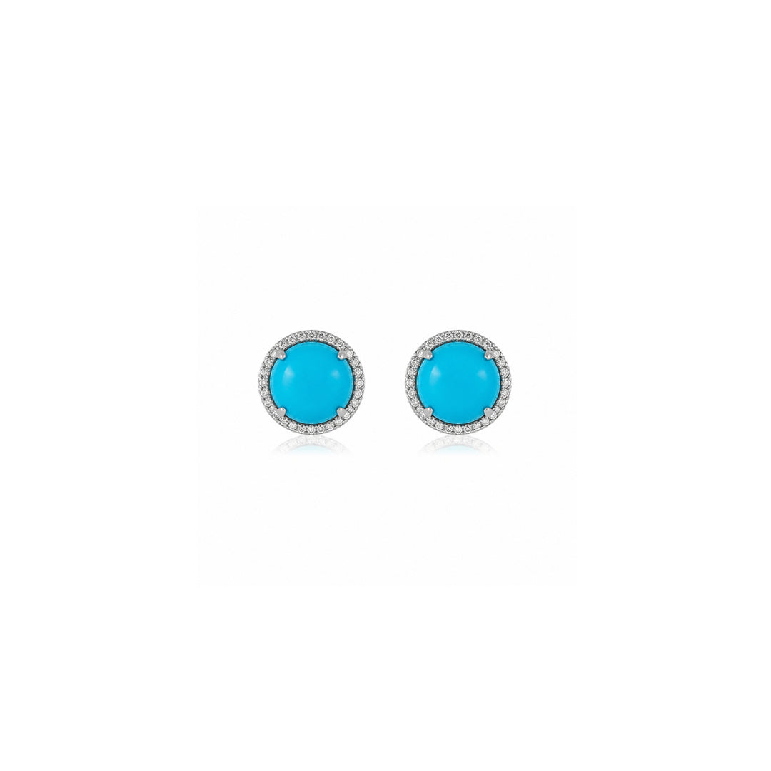 Turquoise Studs with Diamond Halo